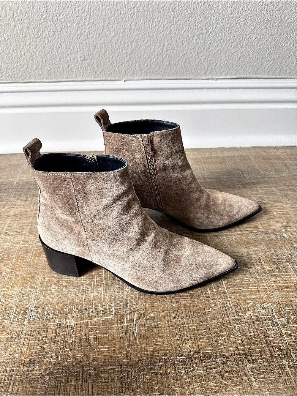 Everlane Leather Pointed Toe Ankle Boots Brown Taupe Size 8